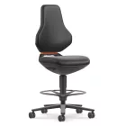 Bimos Texon Labor 4 görgős, magasított laborszék - fekete műbőr párnázat