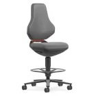 Bimos Texon Labor 4 görgős, magasított laborszék - szürke műbőr párnázat